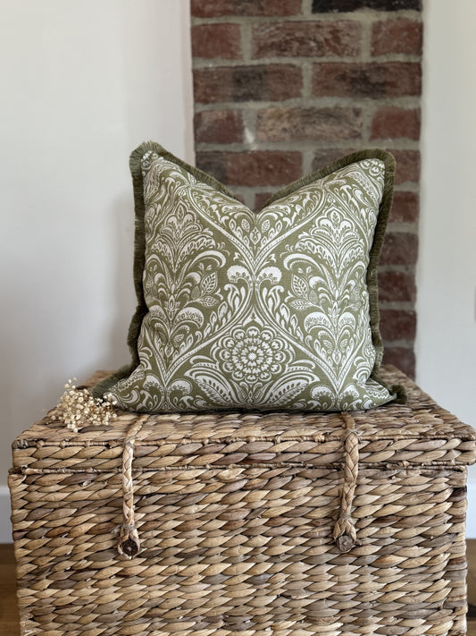 Isla Feather Cushion | Olive Green