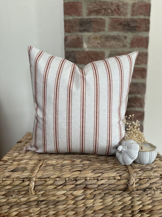 Hazel Feather Cushion | Burnt Orange Stripe