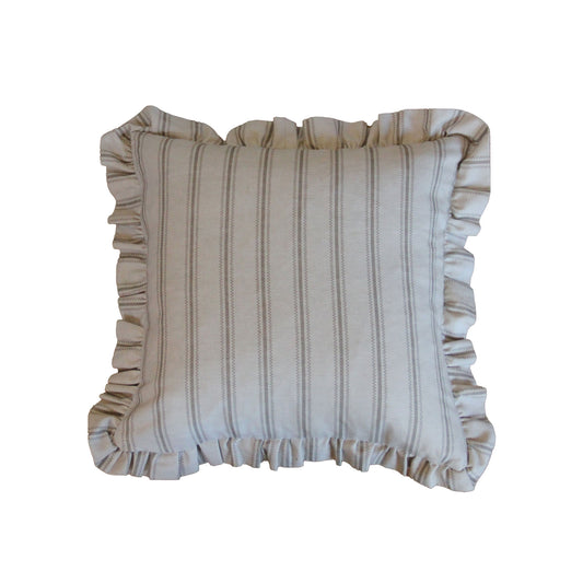 Adeline Feather Cushion | Grey Beige Stripe